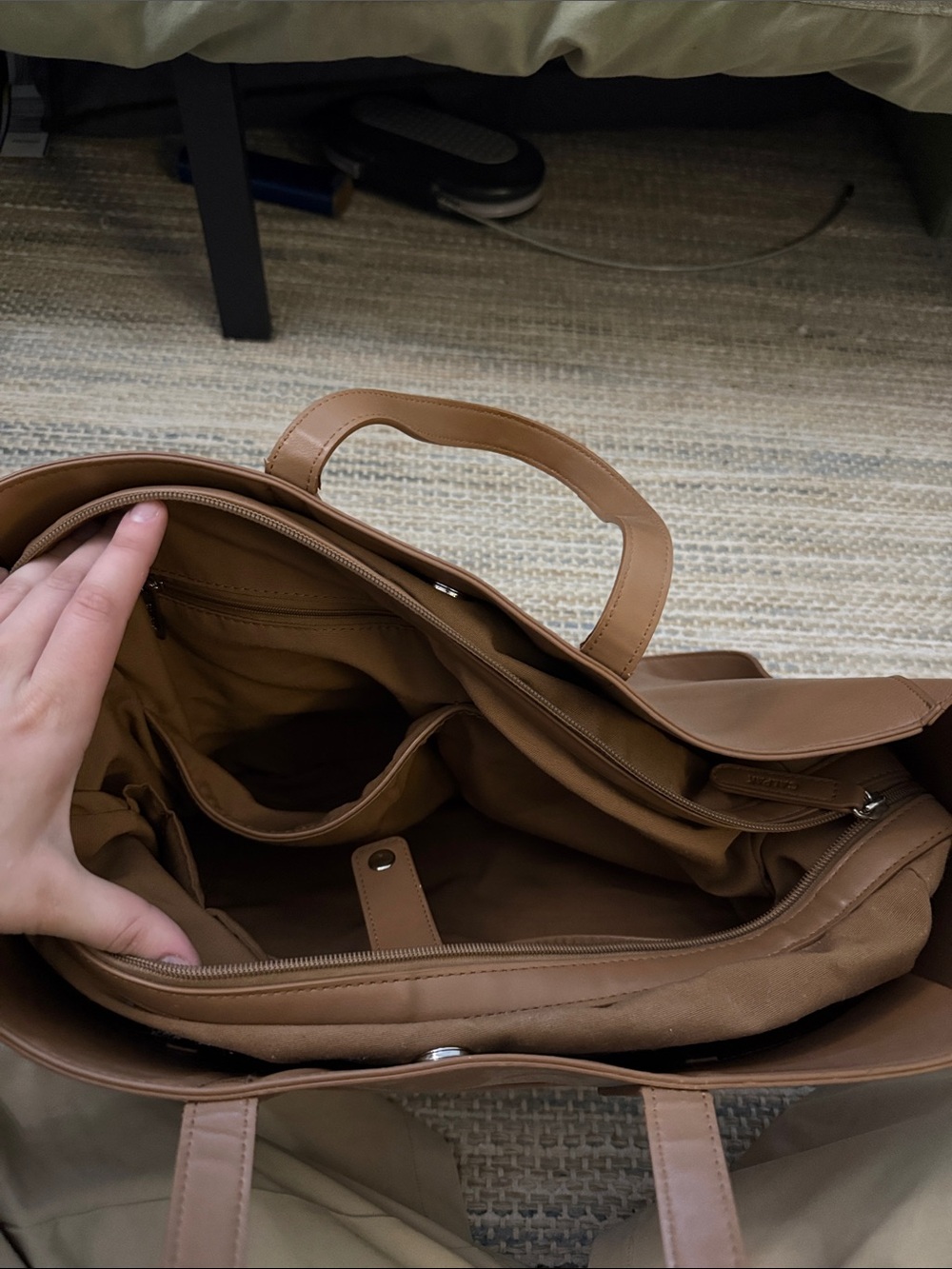 Calpak Chestnut Brown Leather Tote with Detachable Strap - Picture 3 of 6